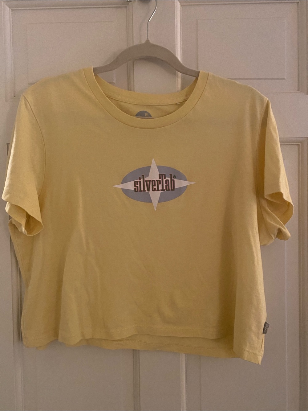 Silver Jeans Yellow Silverlab Logo Crop Tee